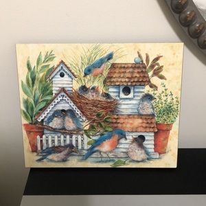 Wall Picture Blue Birds Birdhouse Cottage